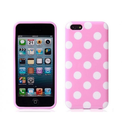 iPhone 5 5s SE Polka Dot Silicon Case+PEN+SP