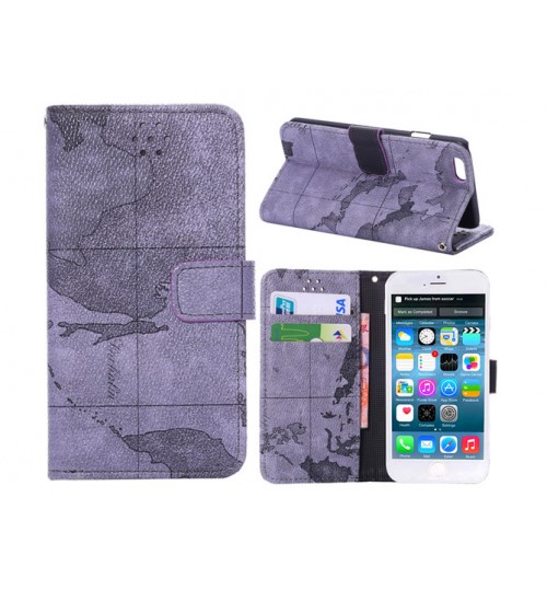 iphone 6 6s Plus wallet leather map case w stand
