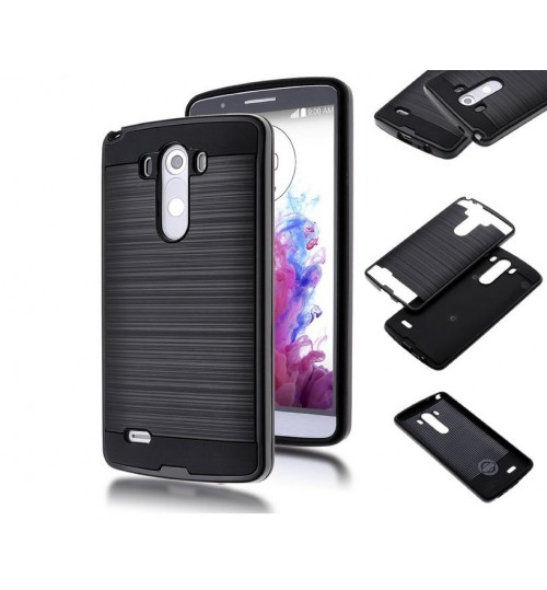 LG G3 impact proof hybrid case brushed Metal