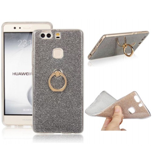 HUAWEI P9 plus Soft tpu Bling Kickstand Case with Ring Rotary Metal Mount