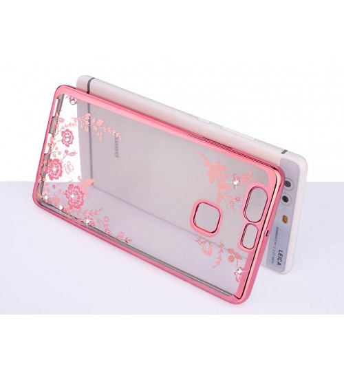 Huawei P9 soft gel tpu case luxury bling shiny floral case