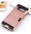 Galaxy S8 impact proof hybrid case card clip Brushed Metal Texture