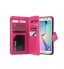 Moto C Case Double Wallet Leather Case 9 Card Slots - Hot Pink