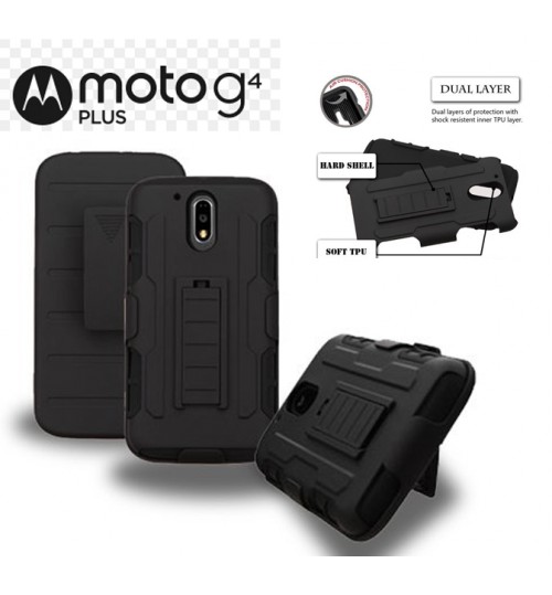 MOTO G4 Plus Hybrid armor Case+Belt Clip Holster