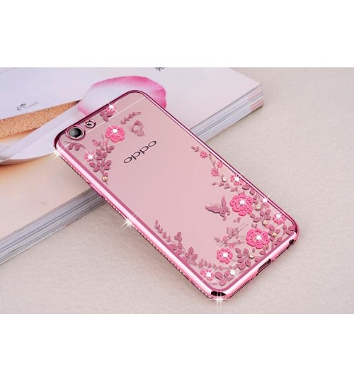 Oppo A77 case soft gel tpu case luxury bling shiny floral case