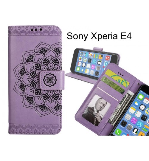 Sony Xperia E4 Case Premium leather Embossing wallet flip case