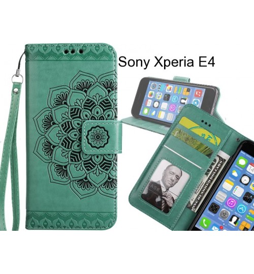 Sony Xperia E4 Case Premium leather Embossing wallet flip case