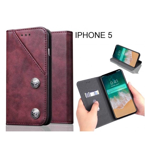 IPHONE 5 Case ultra slim retro leather wallet case 2 cards magnet case