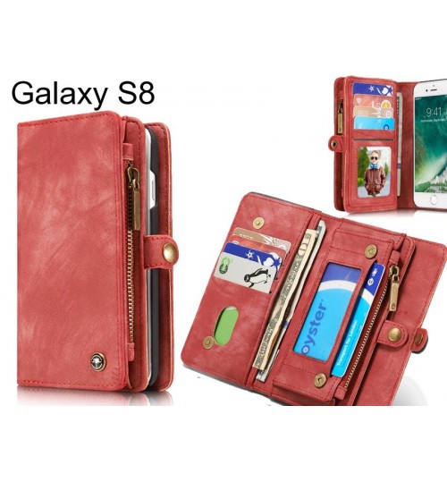 Galaxy S8 Case Retro leather case multi cards cash pocket & zip
