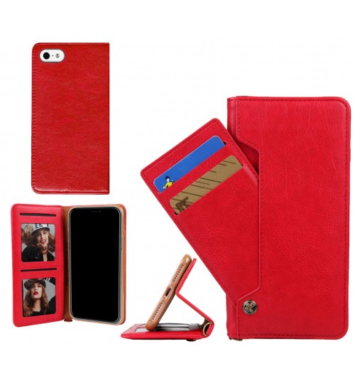 IPHONE 5 slim leather wallet case 6 cards 2 ID magnet