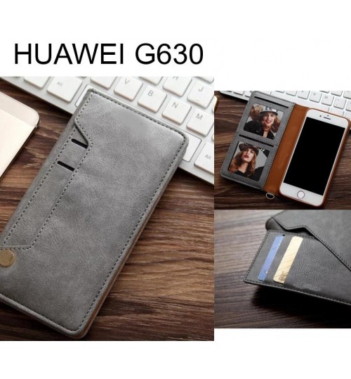 HUAWEI G630 slim leather wallet case 6 cards 2 ID magnet