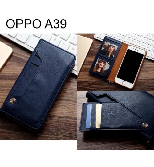 OPPO A39 slim leather wallet case 6 cards 2 ID magnet