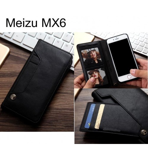 Meizu MX6 slim leather wallet case 6 cards 2 ID magnet