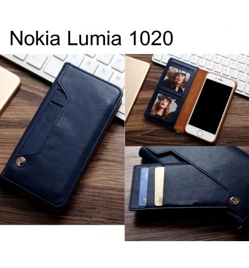 Nokia Lumia 1020 slim leather wallet case 6 cards 2 ID magnet