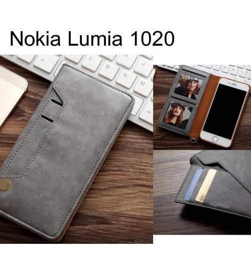 Nokia Lumia 1020 slim leather wallet case 6 cards 2 ID magnet
