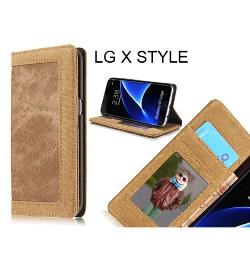 LG X STYLE case contrast denim folio wallet case magnetic closure