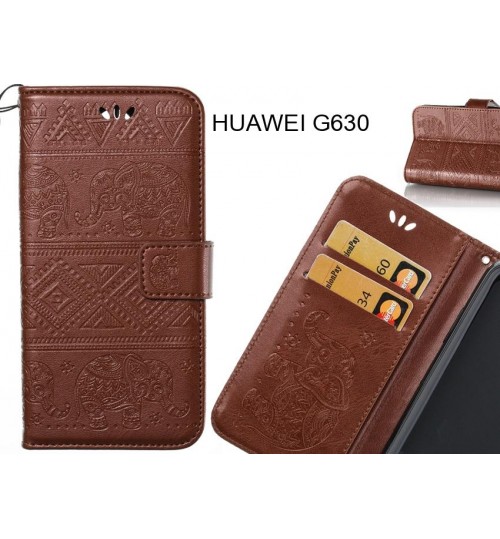 HUAWEI G630 case Wallet Leather flip case Embossed Elephant Pattern