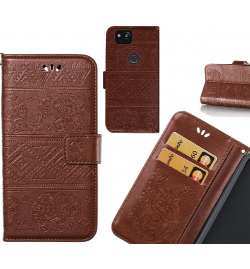 Google Pixel 2 case Wallet Leather flip case Embossed Elephant Pattern