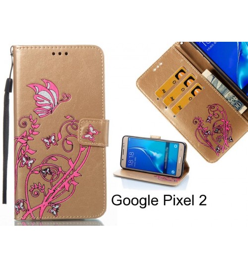Google Pixel 2 case Embossed Butterfly Flower Leather Wallet cover case