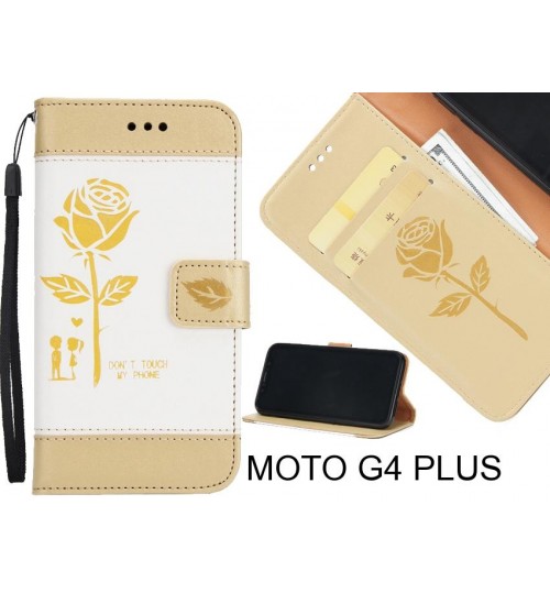 MOTO G4 PLUS case 3D Embossed Rose Floral Leather Wallet cover case