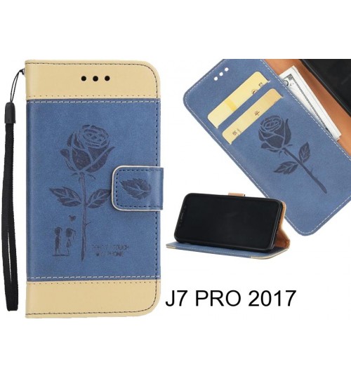 J7 PRO 2017 case 3D Embossed Rose Floral Leather Wallet cover case