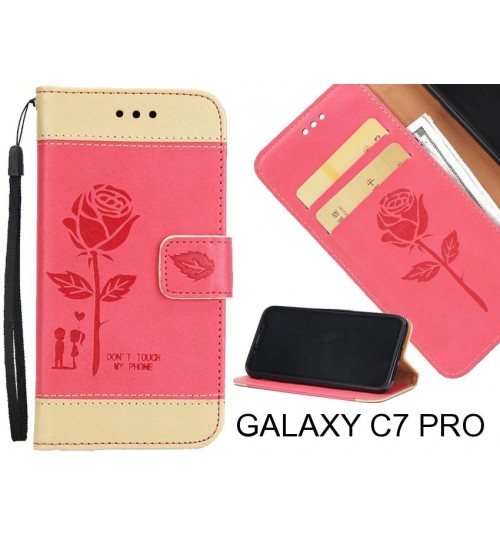 GALAXY C7 PRO case 3D Embossed Rose Floral Leather Wallet cover case