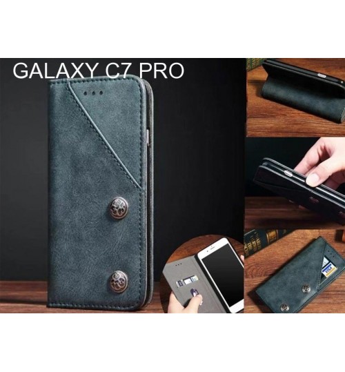 GALAXY C7 PRO Case ultra slim retro leather wallet case 2 cards magnet case