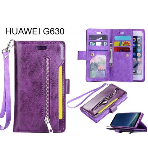 HUAWEI G630 case 10 cardS slots wallet leather case with zip