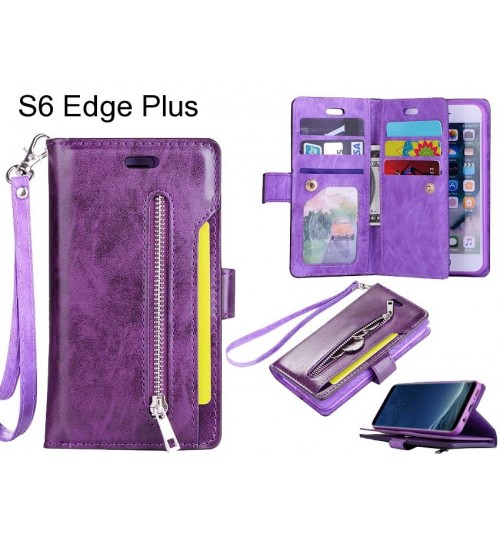 S6 Edge Plus case 10 cardS slots wallet leather case with zip
