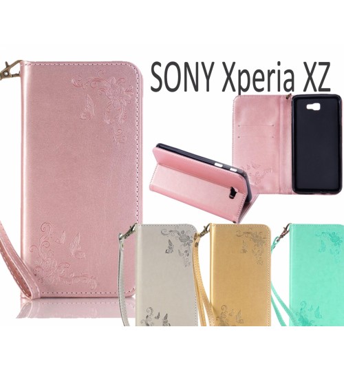 SONY Xperia XZ Premium Leather Embossing wallet Folio case