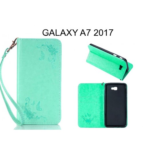 GALAXY A7 2017  CASE Premium Leather Embossing wallet Folio case