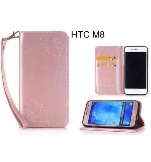 HTC M8  CASE Premium Leather Embossing wallet Folio case