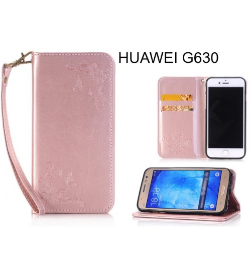 HUAWEI G630  CASE Premium Leather Embossing wallet Folio case