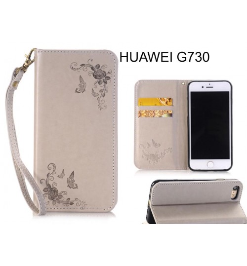 HUAWEI G730  CASE Premium Leather Embossing wallet Folio case
