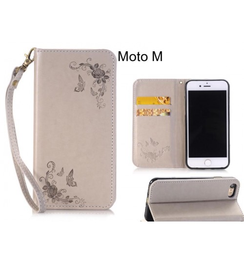 Moto M  CASE Premium Leather Embossing wallet Folio case