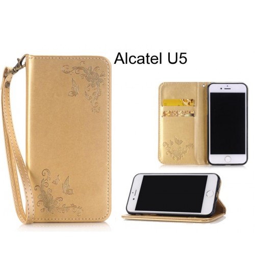 Alcatel U5  CASE Premium Leather Embossing wallet Folio case