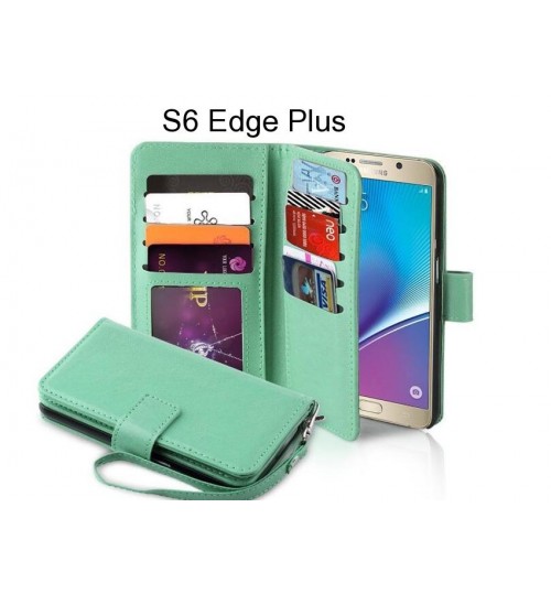 S6 Edge Plus case Double Wallet leather case 9 Card Slots