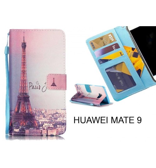 HUAWEI MATE 9 case 3 card leather wallet case printed ID