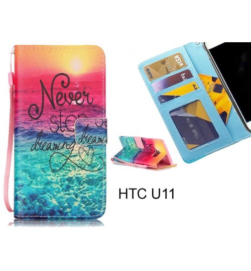 HTC U11 case 3 card leather wallet case printed ID