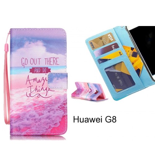 Huawei G8 case 3 card leather wallet case printed ID