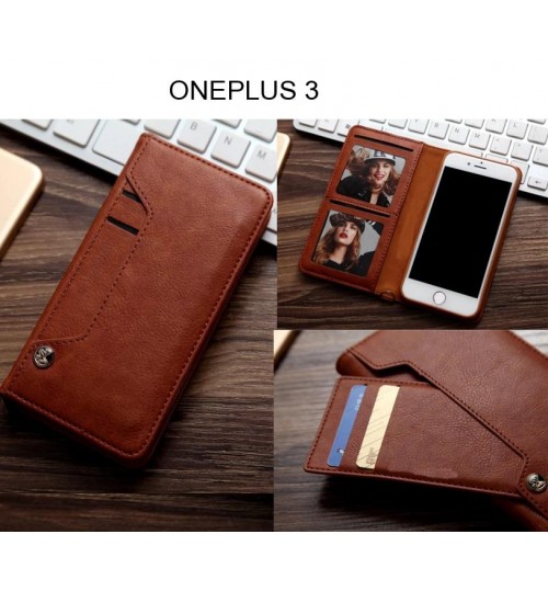 ONEPLUS 3 case slim leather wallet case 6 cards 2 ID magnet