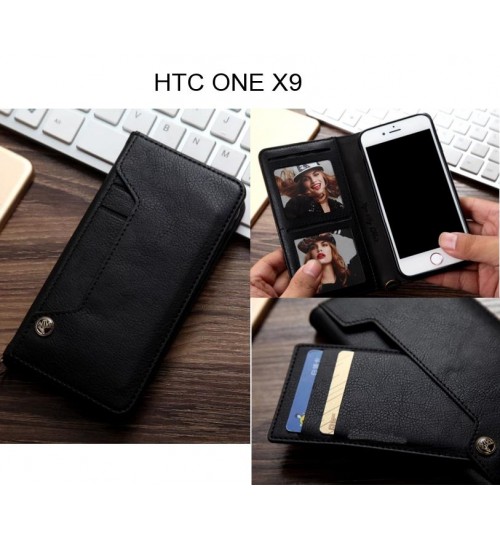 HTC ONE X9 case slim leather wallet case 6 cards 2 ID magnet