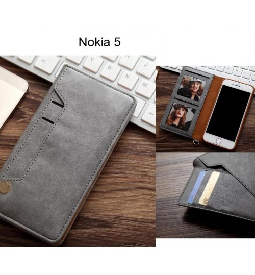 Nokia 5 case slim leather wallet case 6 cards 2 ID magnet