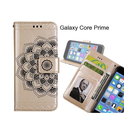 Galaxy Core Prime Case Premium leather Embossing wallet flip case