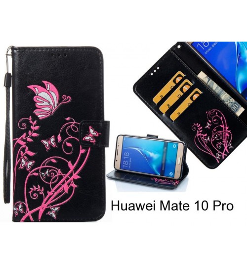 Huawei Mate 10 Pro case Embossed Butterfly Flower Leather Wallet cover case