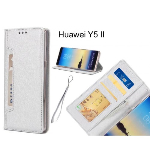 Huawei Y5 II case Silk Texture Leather Wallet case 4 cards 1 ID magnet