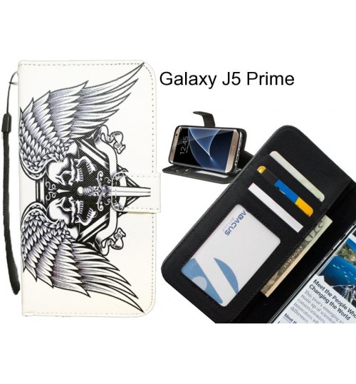 Galaxy J5 Prime case 3 card leather wallet case printed ID