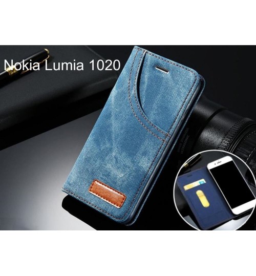 Nokia Lumia 1020 case leather wallet case retro denim slim concealed magnet