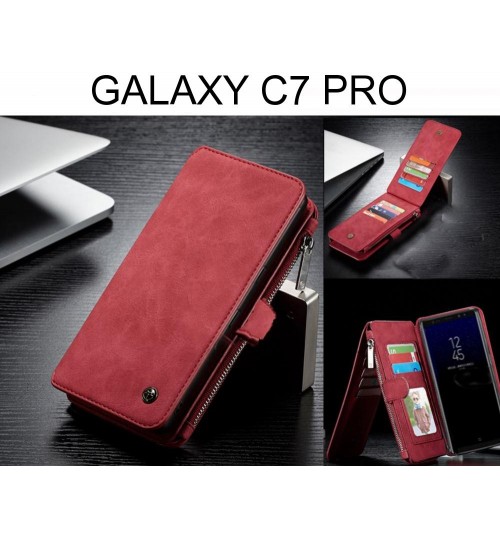 GALAXY C7 PRO Case Retro Flannelette leather case multi cards zipper