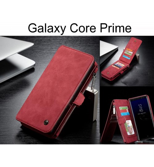 Galaxy Core Prime Case Retro Flannelette leather case multi cards zipper